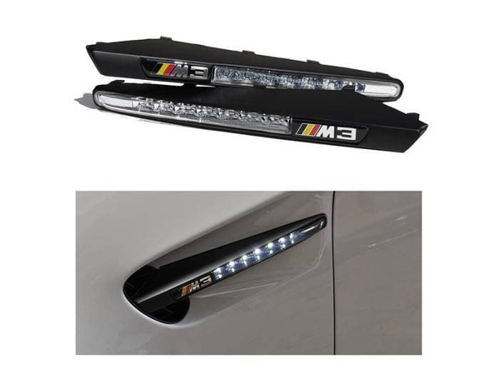 BMW E90/E92/E93 M3 GRILL FENDER WHITE LED CLEAR DEPO SIDE MARKER w/ BLACK FRAME