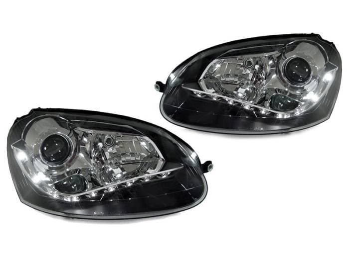 Volkswagen Golf 5 / Jetta Black Projector R8 Led DEPO Headlight - Halogen Model