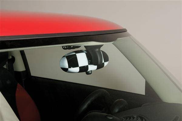 Mini Cooper Putco Chrome Checkered Flag Rear View Mirror Cover - 400058