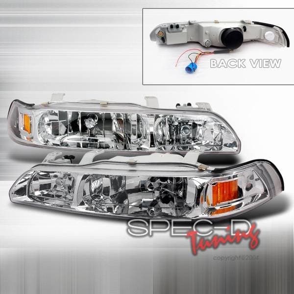 Acura Integra Custom Disco Chrome Euro Headlights with Amber Reflector - 1PC - 2LCLH-INT901PC