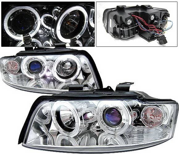 Audi A4 4 Car Option LED Halo Projector Headlights - Chrome - 1PC - LP-AA401CB-YD