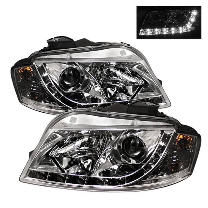 Audi A3 Spyder Projector Headlights DRL - Chrome - 444-AA306-DRL-C