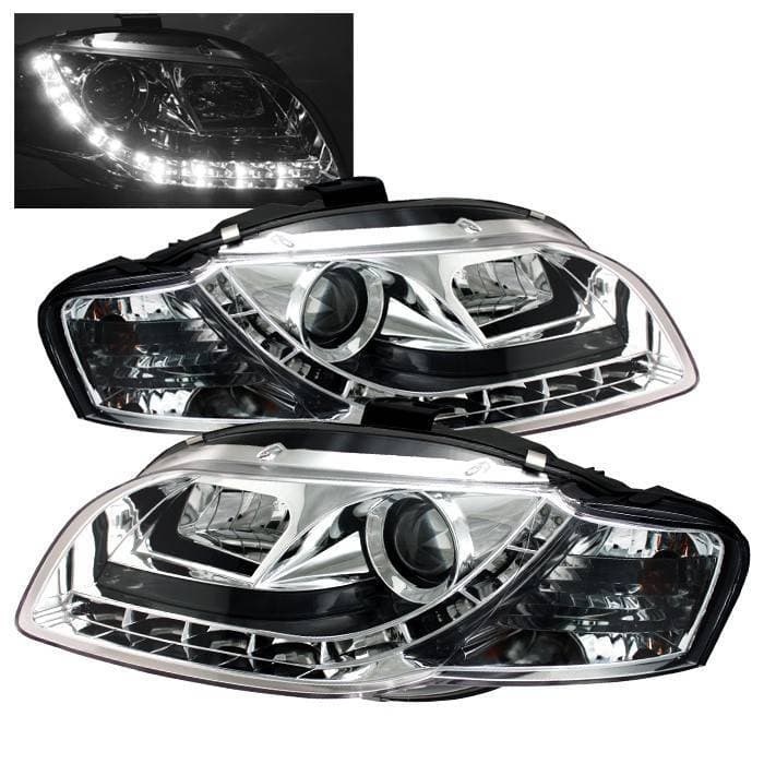 Audi A4 Spyder Projector Headlights DRL - Chrome - 444-AA405-DRL-C