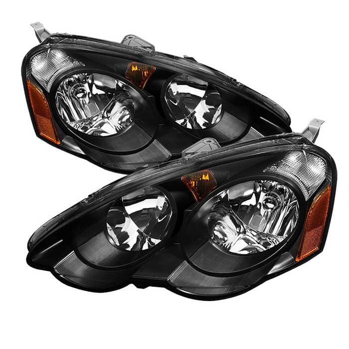 Acura RSX Spyder Amber Crystal Headlights - Black - HD-JH-ARSX02-AM-BK