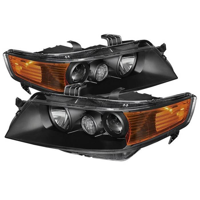 Acura TSX Spyder Amber Crystal Headlights - Black - HD-JH-ATSX04-AM-BK