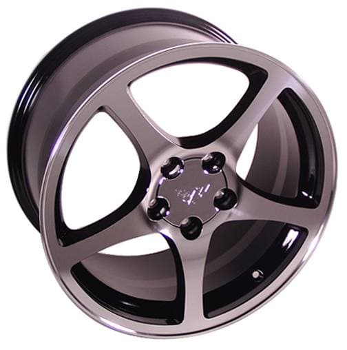 C5 Style Wheel Black Machined - GM Staggered 4 Wheel Package