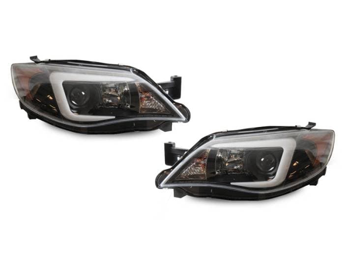 Subaru Impreza/WRX Black C Led Light Bar Projector DEPO Headlight Set -Xenon D2S