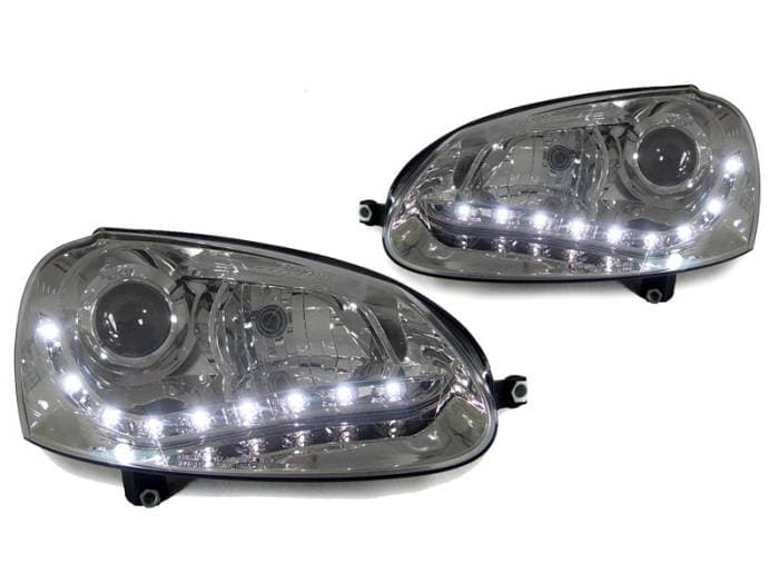 Volkswagen Golf 5/GTi Chrome Projector R8 Led DEPO Headlight -D2S 12 Pin Xenon