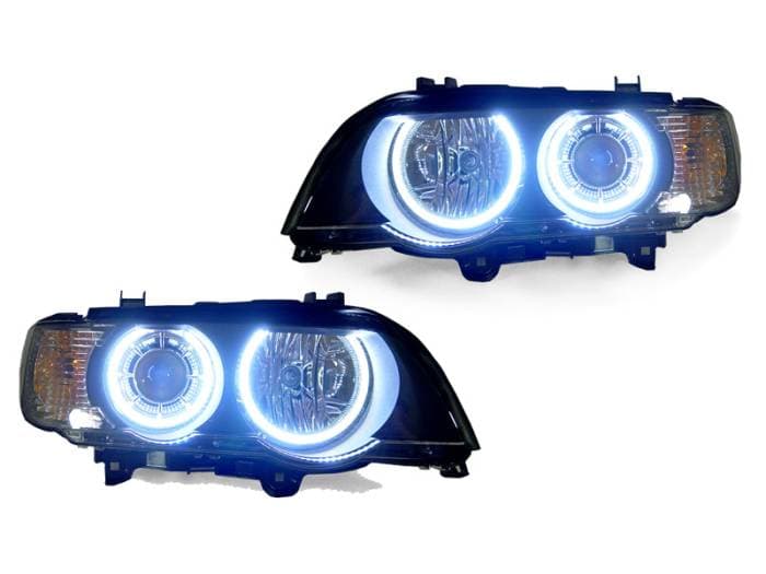 BMW E53 P53 Black Angel Projector DEPO Headlight - Hi/Low D2S + Led Ae Rings